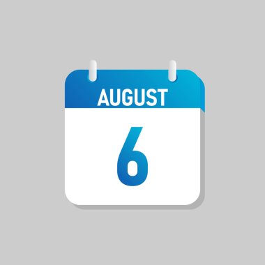 Beyaz günlük takvim Simgesi Ağustos Düz Tasarım tarzında. İzole vektör illüstrasyonunu düzenlemek kolay.