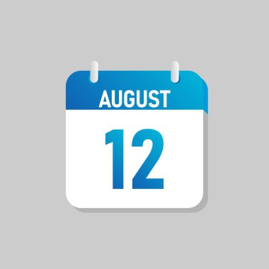 Beyaz günlük takvim Simgesi Ağustos Düz Tasarım tarzında. İzole vektör illüstrasyonunu düzenlemek kolay.