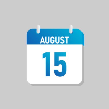 Beyaz günlük takvim Simgesi Ağustos Düz Tasarım tarzında. İzole vektör illüstrasyonunu düzenlemek kolay.