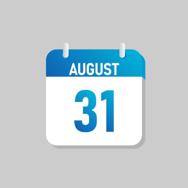 Beyaz günlük takvim Simgesi Ağustos Düz Tasarım tarzında. İzole vektör illüstrasyonunu düzenlemek kolay.