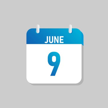 Beyaz günlük takvim Simgesi June Düz Tasarım tarzında. İzole vektör illüstrasyonunu düzenlemek kolay.