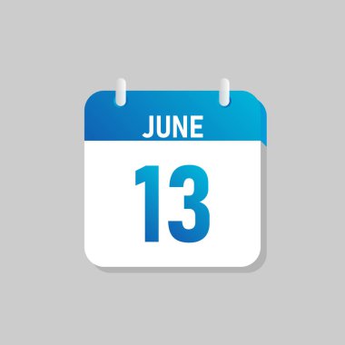 Beyaz günlük takvim Simgesi June Düz Tasarım tarzında. İzole vektör illüstrasyonunu düzenlemek kolay.