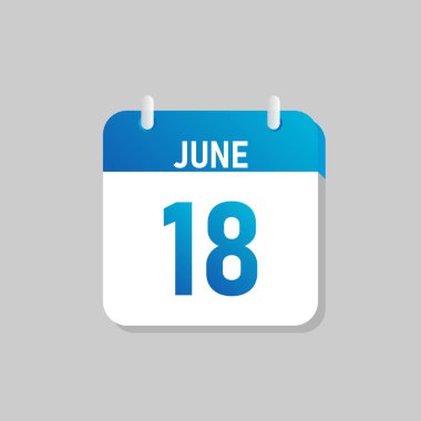 Beyaz günlük takvim Simgesi June Düz Tasarım tarzında. İzole vektör illüstrasyonunu düzenlemek kolay.