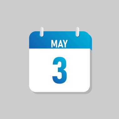 White daily calendar Icon May in a Flat Design style. Easy to edit Isolated vector Illustration.