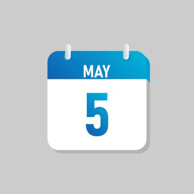 White daily calendar Icon May in a Flat Design style. Easy to edit Isolated vector Illustration.