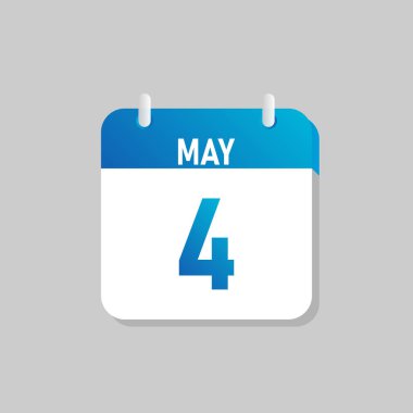 White daily calendar Icon May in a Flat Design style. Easy to edit Isolated vector Illustration.