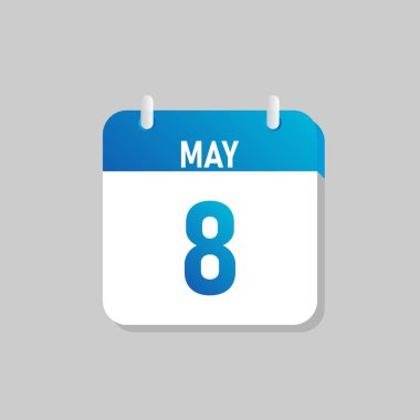 White daily calendar Icon May in a Flat Design style. Easy to edit Isolated vector Illustration.