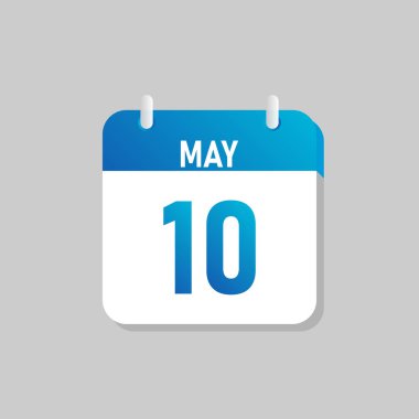 White daily calendar Icon May in a Flat Design style. Easy to edit Isolated vector Illustration.