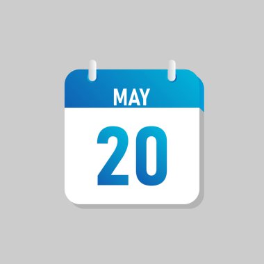 White daily calendar Icon May in a Flat Design style. Easy to edit Isolated vector Illustration.