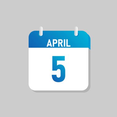 Beyaz günlük takvim Simgesi April Düz Tasarım tarzında. İzole vektör illüstrasyonunu düzenlemek kolay.