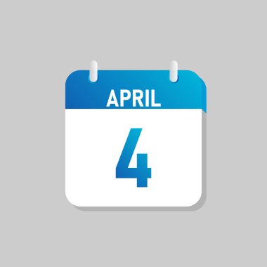 Beyaz günlük takvim Simgesi April Düz Tasarım tarzında. İzole vektör illüstrasyonunu düzenlemek kolay.