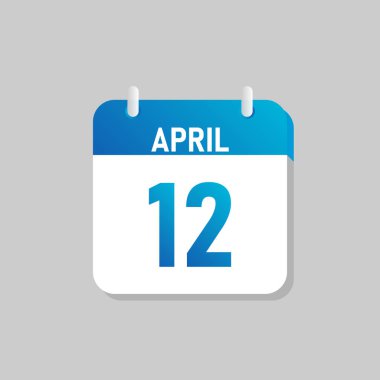 Beyaz günlük takvim Simgesi April Düz Tasarım tarzında. İzole vektör illüstrasyonunu düzenlemek kolay.