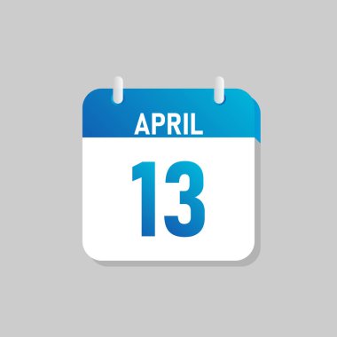 Beyaz günlük takvim Simgesi April Düz Tasarım tarzında. İzole vektör illüstrasyonunu düzenlemek kolay.