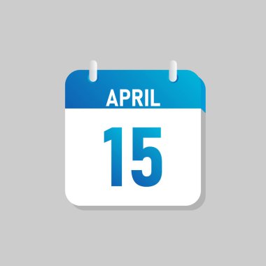 Beyaz günlük takvim Simgesi April Düz Tasarım tarzında. İzole vektör illüstrasyonunu düzenlemek kolay.