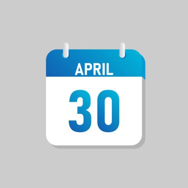 Beyaz günlük takvim Simgesi April Düz Tasarım tarzında. İzole vektör illüstrasyonunu düzenlemek kolay.