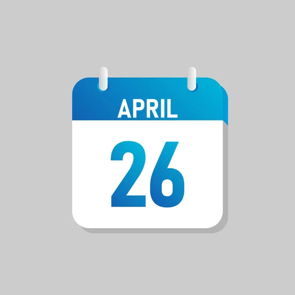 Beyaz günlük takvim Simgesi April Düz Tasarım tarzında. İzole vektör illüstrasyonunu düzenlemek kolay.