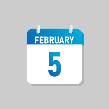 White daily calendar Icon February in a Flat Design style. Easy to edit Isolated vector Illustration.