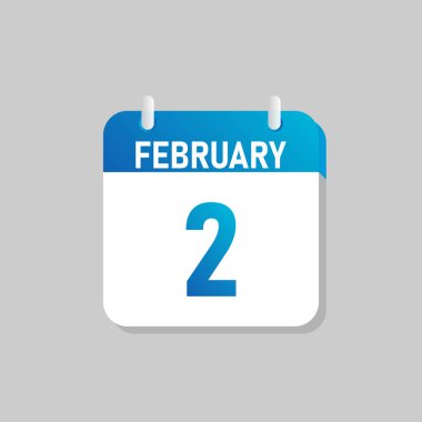 White daily calendar Icon February in a Flat Design style. Easy to edit Isolated vector Illustration.