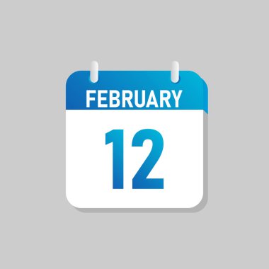 White daily calendar Icon February in a Flat Design style. Easy to edit Isolated vector Illustration.