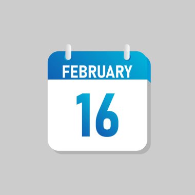 White daily calendar Icon February in a Flat Design style. Easy to edit Isolated vector Illustration.