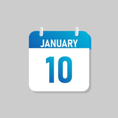 Beyaz günlük takvim Simgesi Ocak Düz Tasarım tarzında. İzole vektör illüstrasyonunu düzenlemek kolay.