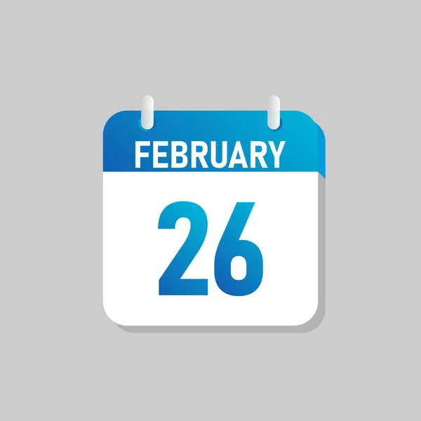 White Daily Calendar Icon February Flat Design Style Easy Edit — Vetor de Stock