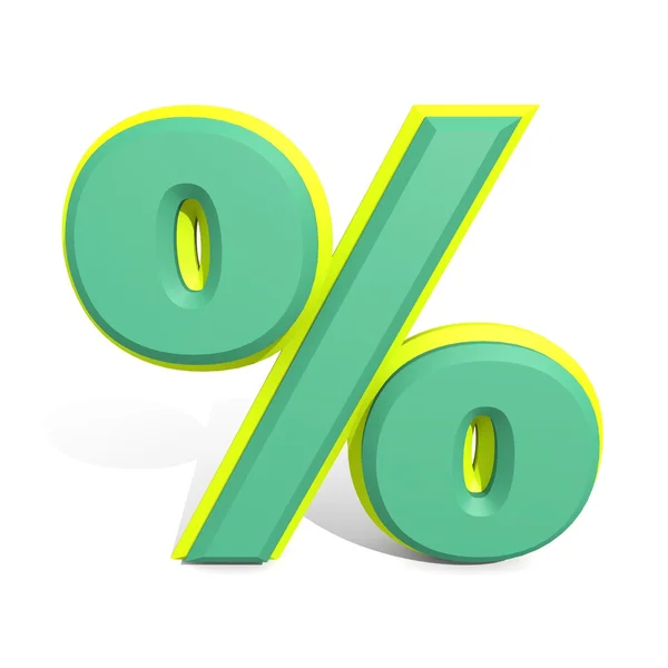 3D-s zöld százalékjelet — Stock Fotó