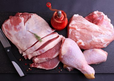 Tavuk, domuz eti, Dana eti
