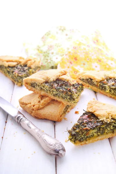 Tasty pie with herbs and greens — Stock Fotó