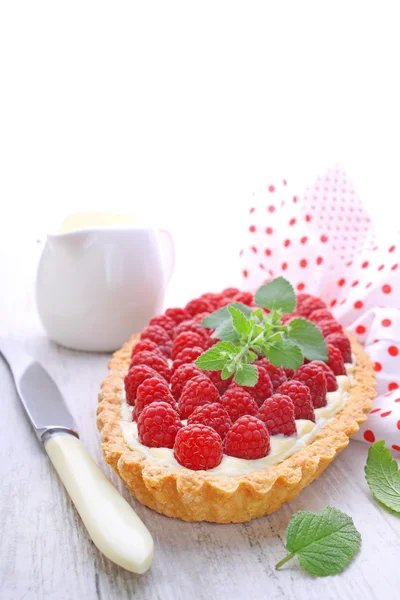 Tarte fraîche aux framboises — Photo