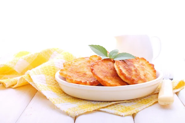 Tasty fritters on plate — Stock Photo, Image