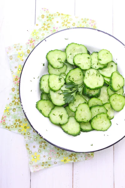 Fresh cucumbers salad — Stock Photo, Image