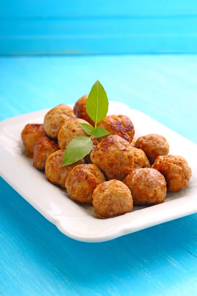 Meatballs on a white plate — Stock Photo, Image