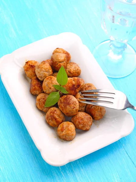 Meatballs on a white plate — Stock Photo, Image