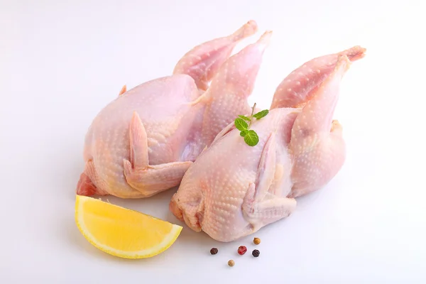 beyaz üzerine taze bıldırcınlar