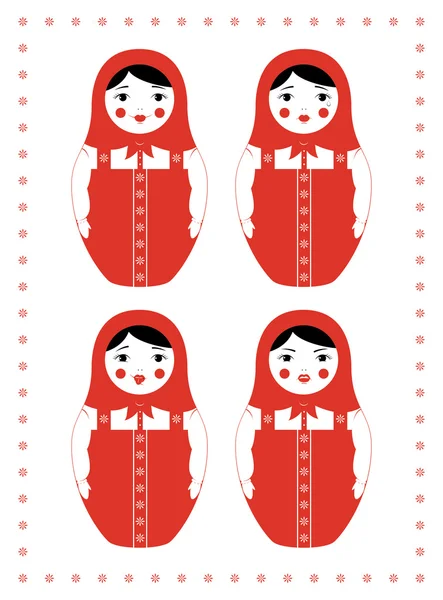 Rode matryoshka vier emoties — Stockvector