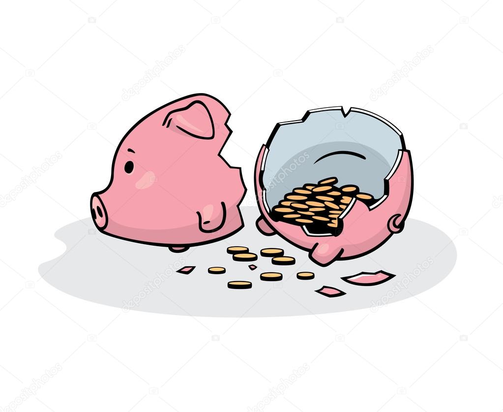 Smashed piggy bank Stock Vector Image by ©Spoorloos #107793932 Smashed piggy bank Stock Vector Image by ©Spoorloos #107793932