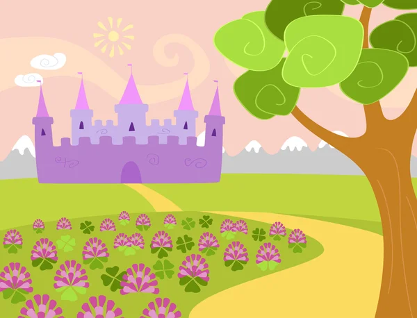 Castle and clover field — Stock Vector