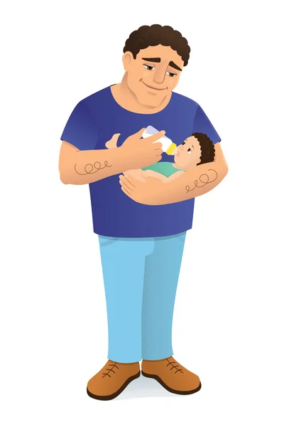 Padre alimentando a su bebé — Archivo Imágenes Vectoriales