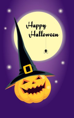 Cadılar bayramı balkabağı şapkada