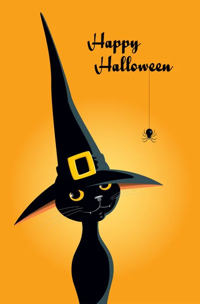 Halloween-Katze mit Hut — Stockvektor