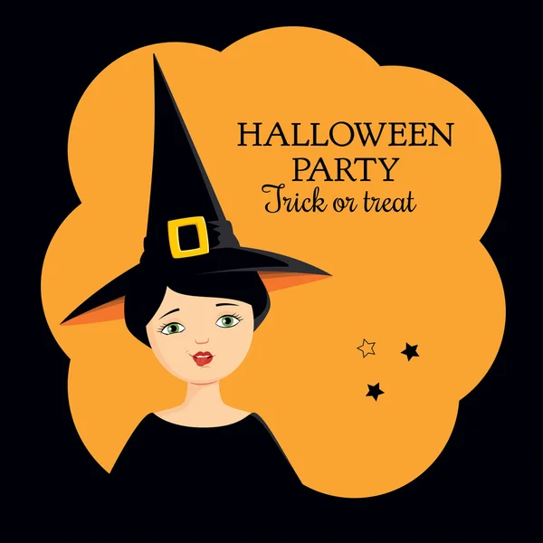 Halloween meghívás boszorkány-lány — Stock Vector