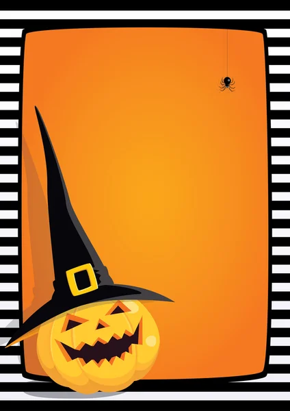 Cadre Halloween avec citrouille et araignée — Image vectorielle