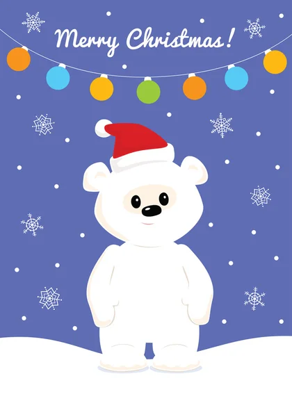 Tarjeta de Navidad con bebé oso polar — Archivo Imágenes Vectoriales