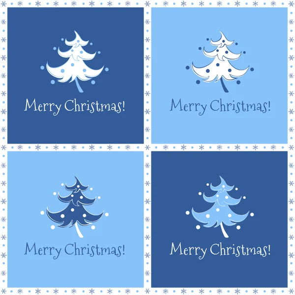 Четыре варианта рождественской открытки с танцевальной елкой — стоковый вектор