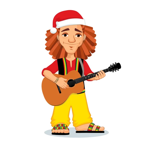 Weihnachten rasta spielen Gitarre — Stockvektor