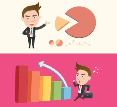 Komik düz karakter illüstrasyon iş serisi