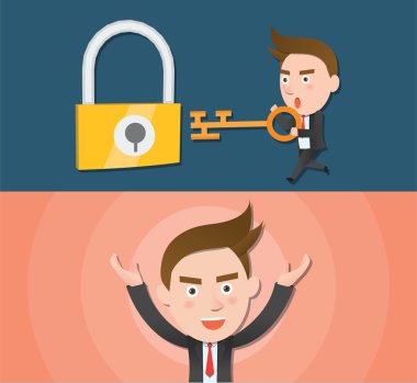 Komik düz karakter illüstrasyon iş serisi