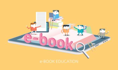 düz karakter elektronik kitap konsept illüstrasyon