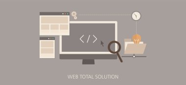 Modern ve klasik web toplam çözüm düz kavramı simge seti